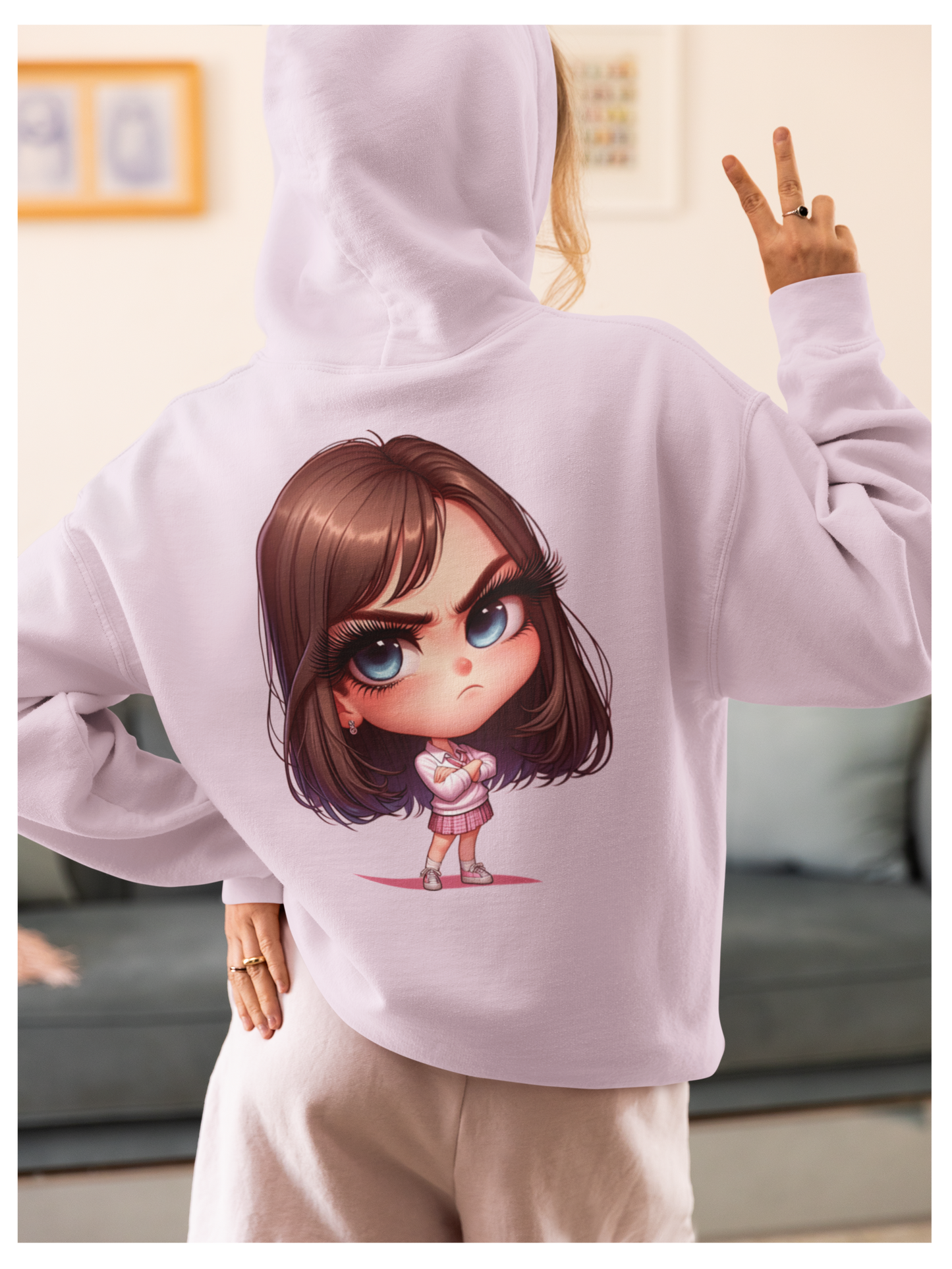 Chibi Attitude Unisex Oversized Hooded Sweatshirt Light Baby Pink