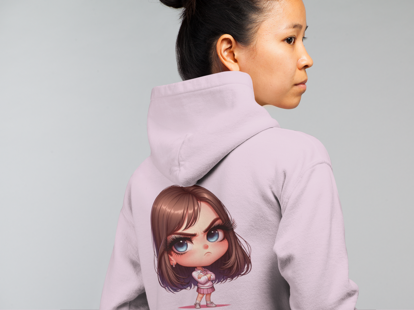 Chibi Attitude Women Crop Hoodie Light Baby Pink